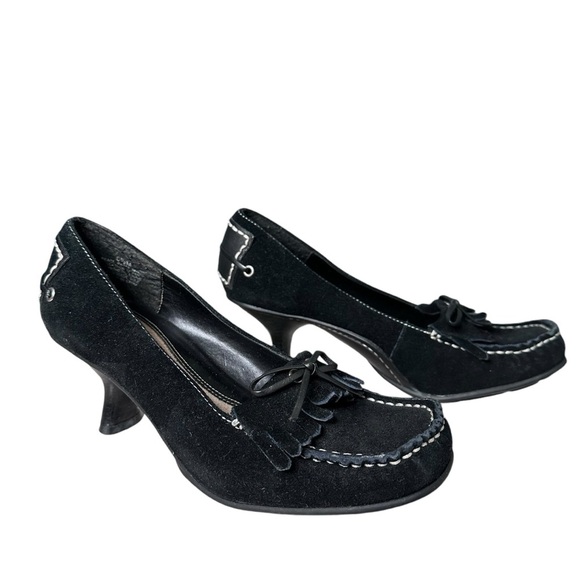 Kenneth Cole Reaction | Black Suede Y2K Oxford Pump Size 6.5 - Picture 1 of 12